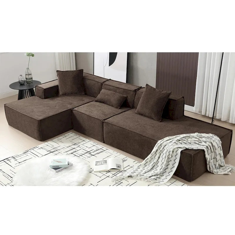 129.5 Divano componibile minimalista a L a 4 posti con chaise longue