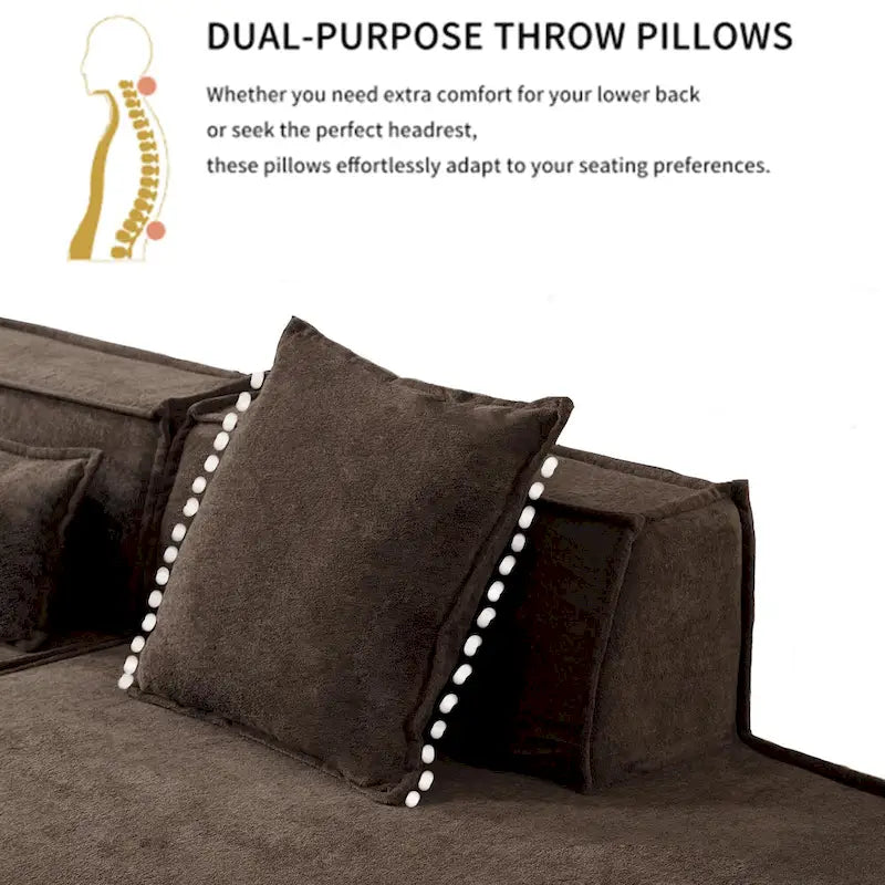 129.5 Divano componibile minimalista a L a 4 posti con chaise longue