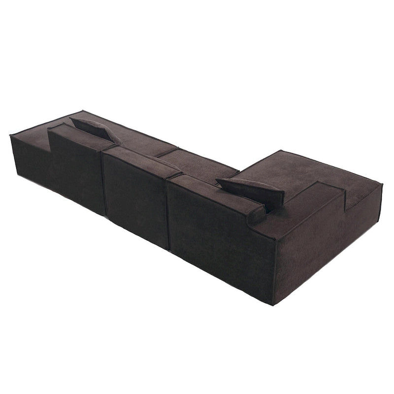 129.5 Divano componibile minimalista a L a 4 posti con chaise longue