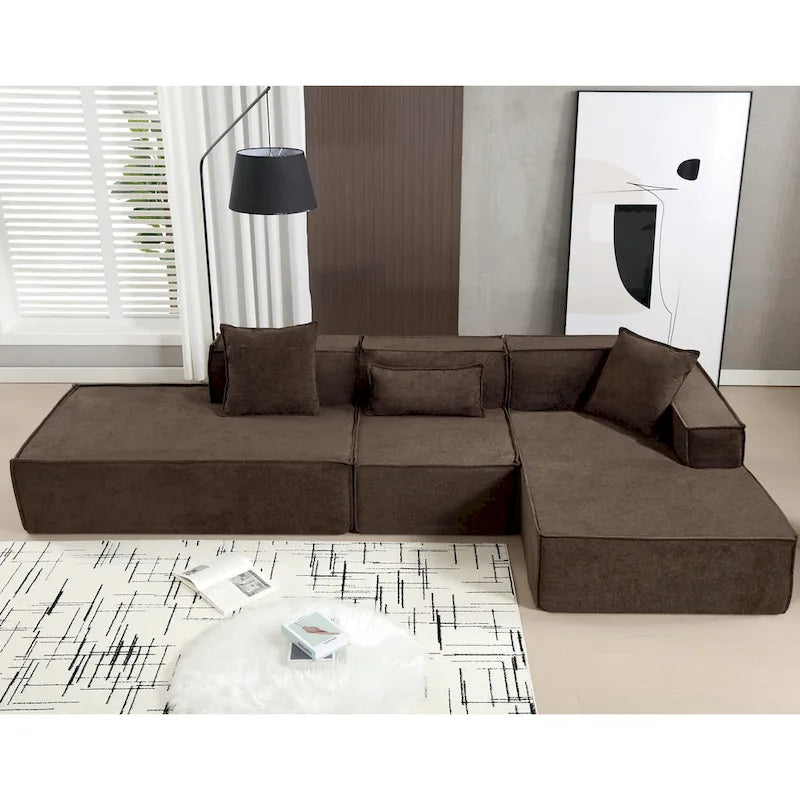 129.5 Divano componibile minimalista a L a 4 posti con chaise longue