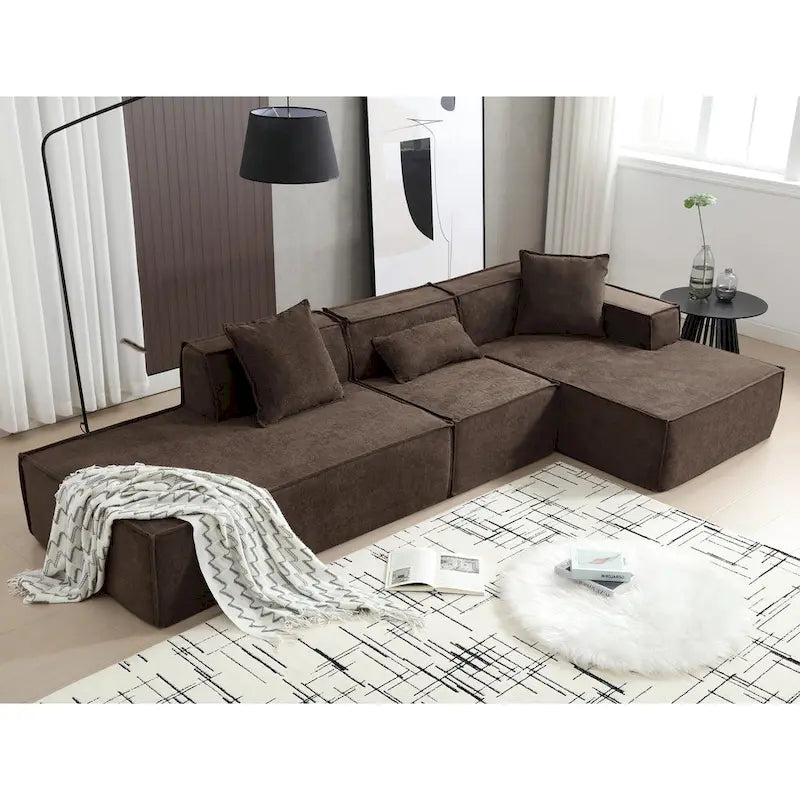 129.5 Divano componibile minimalista a L a 4 posti con chaise longue