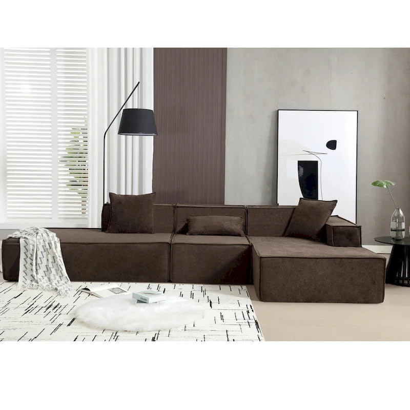 129.5 Divano componibile minimalista a L a 4 posti con chaise longue