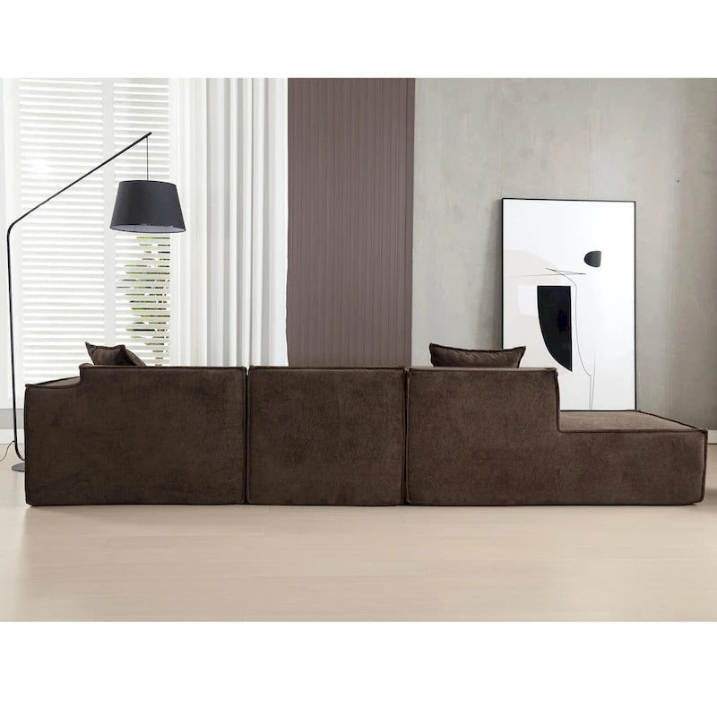 129.5 Divano componibile minimalista a L a 4 posti con chaise longue