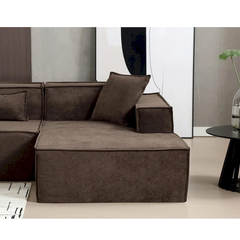 129.5 Divano componibile minimalista a L a 4 posti con chaise longue