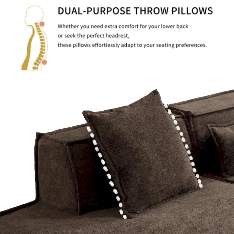 129.5 Divano componibile minimalista a L a 4 posti con chaise longue