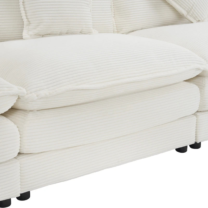 Divano sezionale modulare a U a 6 posti in velluto a coste da 149,6" con tasche laterali portaoggetti