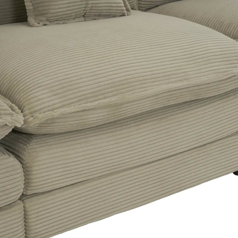 Divano sezionale modulare a U a 6 posti in velluto a coste da 149,6" con tasche laterali portaoggetti