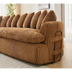 127 Grande Divano Sezionale, Divano Modulare a L Sinistro, Tessuto in Velluto a Coste