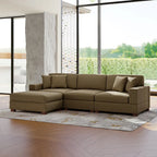 Modular Corduroy Sectional Sofa Set Chaise Couch with Ottoman