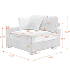 Divano Componibile in Velluto a Coste con Chaise Longue e Pouf