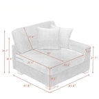 Divano Componibile in Velluto a Coste con Chaise Longue e Pouf