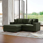 Divano Componibile in Velluto a Coste con Chaise Longue e Pouf
