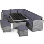 Costway 7 PCS Patio Rattan Dining Set Sectional Sofa Couch Ottoman - See Details