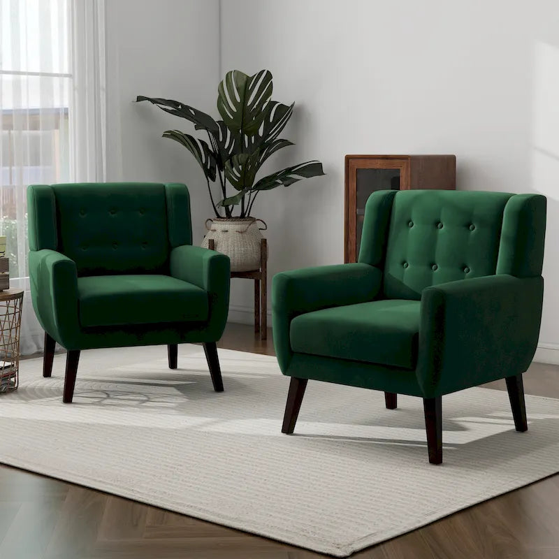 Set of 2 Velvet Living Room Accent Chair Upholstered Armchair