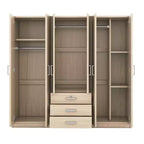 6-Door Wooden Wardrobe with Drawers for Bedroom