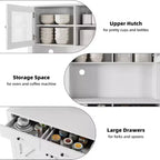 Kitchen Pantry Cabinet with Microwave Stand, Hutch Cabinet with Buffet Cupboard and Adjustable Shelves, for Kitchen, Dining Room