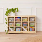 Cubby Mobile Tray Cabinet and 15 Scoop Front Bins, 3x4, Kids Furniture