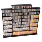 Prepac Grant Media Storage Rack Black: Holds 1520 CDs, 702 DVDs, 34 Adjustable Shelves, Wood Composite