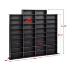 Prepac Grant Media Storage Rack Black: Holds 1520 CDs, 702 DVDs, 34 Adjustable Shelves, Wood Composite