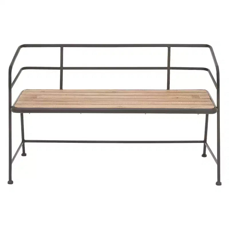 Metal and Wood Bench Slat Back Black/Brown - Olivia & May