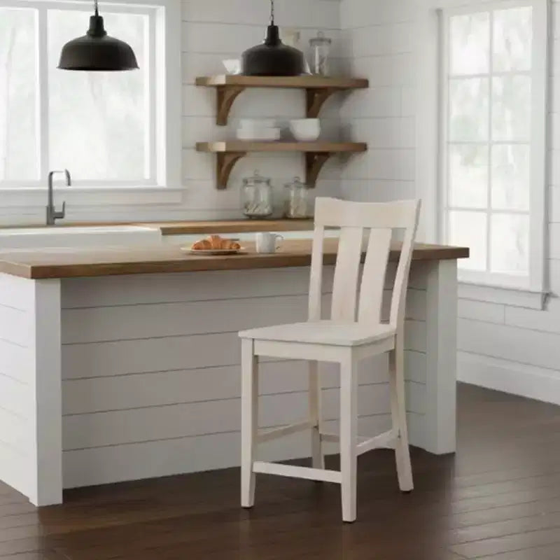 24" Ava Counter Height Barstool Unfinished - International Concepts: Solid Wood, Square Seat