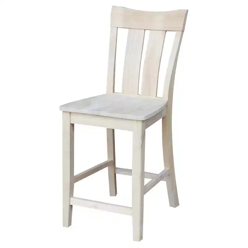 24" Ava Counter Height Barstool Unfinished - International Concepts: Solid Wood, Square Seat