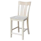 24" Ava Counter Height Barstool Unfinished - International Concepts: Solid Wood, Square Seat