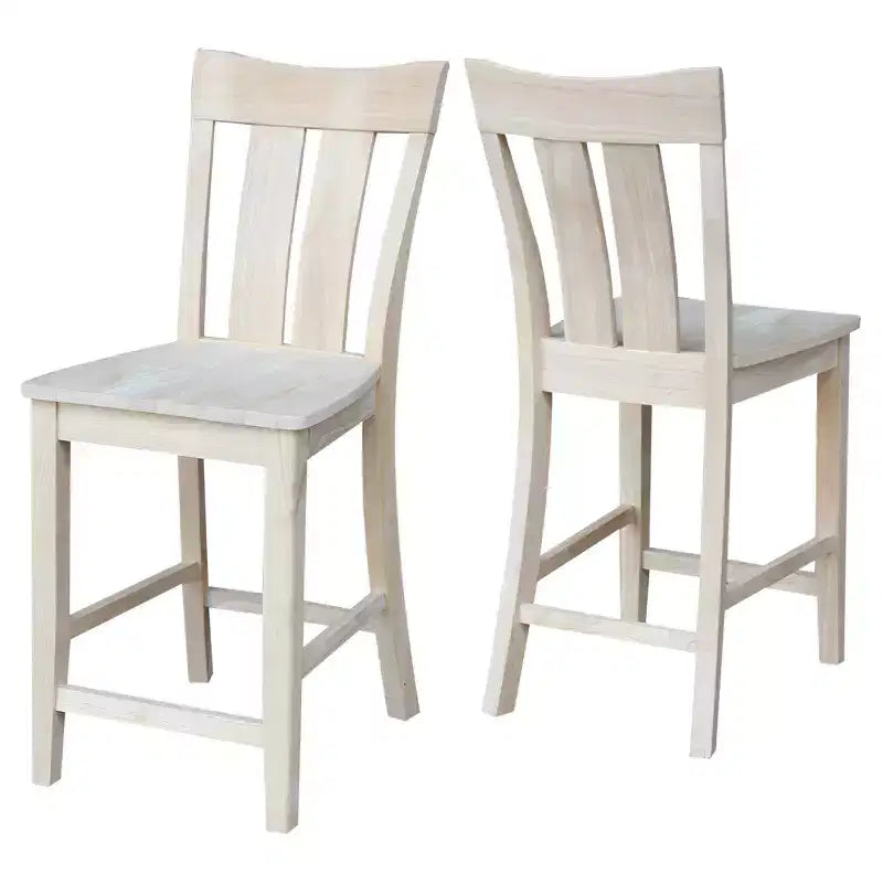24" Ava Counter Height Barstool Unfinished - International Concepts: Solid Wood, Square Seat