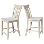 24" Ava Counter Height Barstool Unfinished - International Concepts: Solid Wood, Square Seat