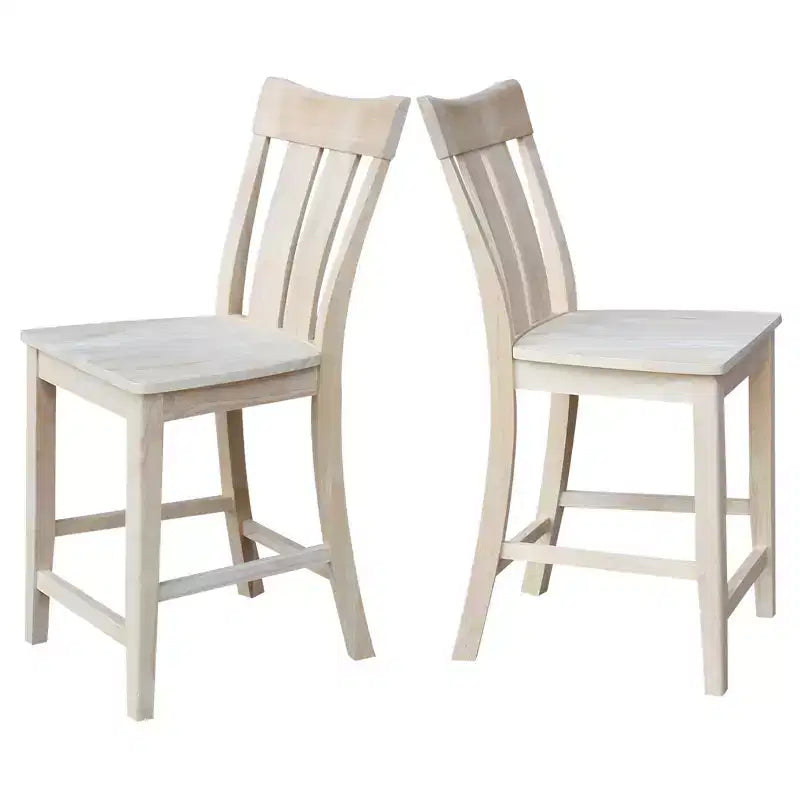 24" Ava Counter Height Barstool Unfinished - International Concepts: Solid Wood, Square Seat