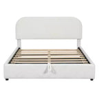 Queen Size Upholstered Bed with Lift-Up Storage - White