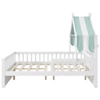 Lit cabane en bois ModernLuxe (taille lit simple/double) avec tête de lit de rangement, cadre de lit pour enfants en pin massif avec barrières de sécurité
