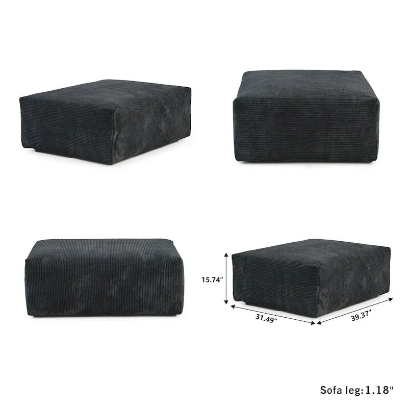 Large Modular Sectional Sofa Corduroy Upholstery U-Shaped 4 Seater with 2 Ottoman and 5 Pillows
