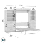 Murphy Bed and Two Shelving Units with Drawers 126-Inch Wall Bed