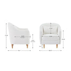 28.34W Set Of 2 Accent Armchair, Velvet Barrel Chair with Solid Wood Legs