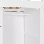 Full over Full Bunk Bed with Storage Wardrobe and Drawers, Full Size Wood Space-Saving Bunk Bed with Guardrail for Apartment, Bedroom