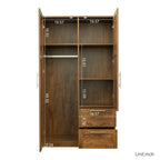 White Wood Wardrobe Armoire Storage Cabinet with Doors,Drawers,Hanging Rod