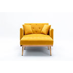 Velvet Upholstered Tufted Living Room Sleeper Sofa Chair With Rose Golden feet