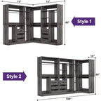 Besiost Lot de 3 dressings d'angle avec étagères et tiroirs, organisateur de placard autoportant avec tringles à vêtements