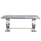 Modern Dining Room Table with Stainless Steel Metal U-Base