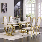 Modern Dining Room Table with Stainless Steel Metal U-Base
