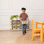 Cubby Mobile Tray Cabinet and 15 Scoop Front Bins, 3x4, Kids Furniture