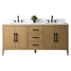 Vanity Art 72 Double Sink Bathroom Vanity Cabinet with Engineered Marble Top