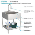 24-in W x 22-in D x 35-in H Stainless Steel Laundry Sink and Wash Stand