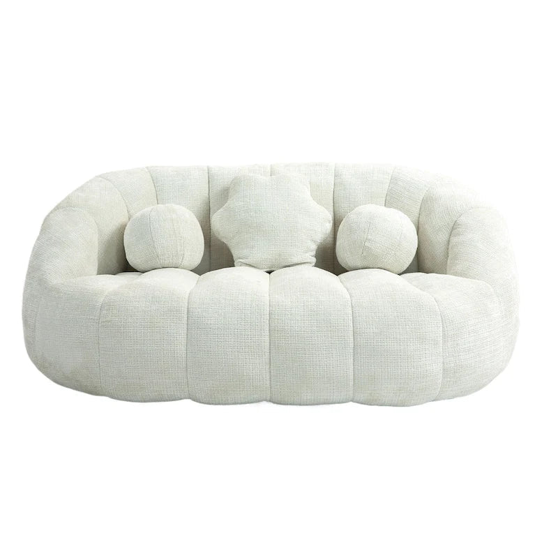 Fauteuil de salon en chenille blanc 63,78 cm avec rembourrage en mousse haute densité