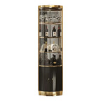 Glam Glossy Glass Gold Metal Rounded Display Corner Cabinet