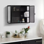 Okak Modern 2-door Wall Cabinet with Featuring 3-tier Storage Glass Doors for Entryway/Dining Room/Living Room/Kitchen