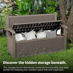 All-Weather Resin Storage Bench with Lockable Hidden Compartment - Rattan-Look Design, 500 lbs Capacity, 70-Gallon Storage