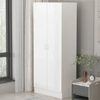 2-Door Wardrobe Armoires Freestanding Bedroom Armoire with Hanging Rod