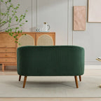 Corduroy Fabric Upholstered 2-Seat Sofa with Wooden Walnut Legs
